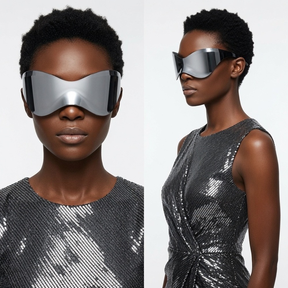 Women Aerodynamic Sunglasses Rimless Design Looks Amazing Avant-Garde Runway New